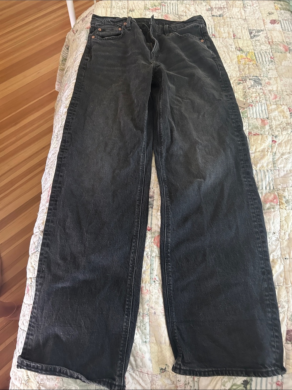 American Eagle Outfitters Black Straight-Leg Jeans